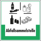 thumbnail of Schild I Abfallkennzeichen Abfallsammelstelle, mit Symbol und Text, Kunststoff, 200x200mm