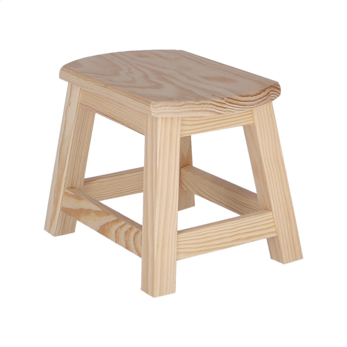 WellHome - Sgabello OVALE grande in finitura legno senza vernice 30x22x24 cm