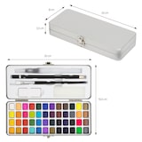 thumbnail of ECD Germany Aquarellfarben Set 48 Farben, tragbare Box mit Pinseln, Bleistift & Zubehör, Malkasten für Anfänger & Profis, Wasserfarben Set für