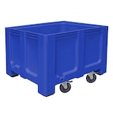 thumbnail of Großbox, 4 Lenkrollen, 2 Feststellbremsen, LxBxH 1200 x 1000 x 835 mm, lebensmittelecht, blau