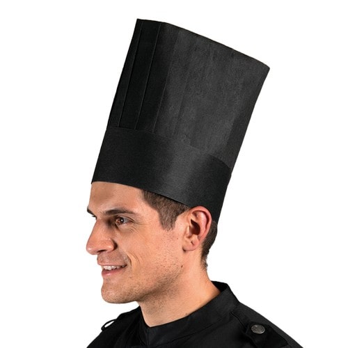 265 - Einweg Papier-Kochmütze, flach, B 28 x H 30 cm : schwarz Papier (Einweg-Kochmützen)