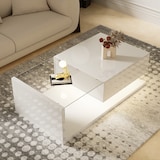 thumbnail of Merax Couchtisch, Hochglanz-Weiß, Beistelltische, Couchtische mit Glas und LED-Effekt, Weiß