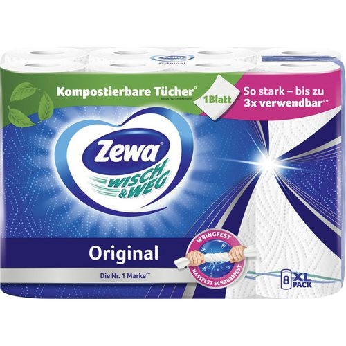 Zewa Original Küchenrolle 2-lagig 43228 8 Rollen à 45 Blatt
