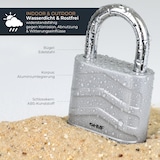 thumbnail of HMF Zahlenschloss Vorhängeschloss, robustes Schloss mit 4-stelligem Zahlencode aus Aluminiumlegierung, 5,6 x 2,6 x 8,7 cm, Silber