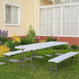 thumbnail of Conjunto Plegable Mesa con 2 Bancos de 180cm Catering Blanco 7house