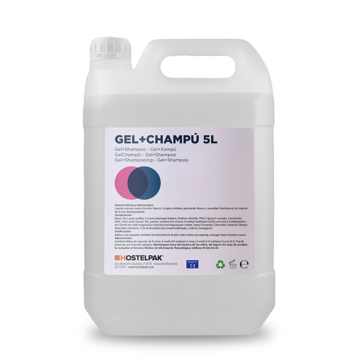 Gel+Champú (2 en 1) - Colección EcoStay - 5L - Amenities hotel, Cuidado personal, pH neutro, hidratante