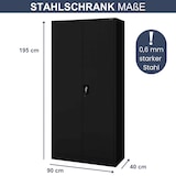 thumbnail of MegaDeal 4x Aktenschrank abschließbar KADO - 5 Ebenen, Flügeltüren | Metallschrank Werkstatt Büroschrank aus Stahl, 195x90x40cm Schwarz