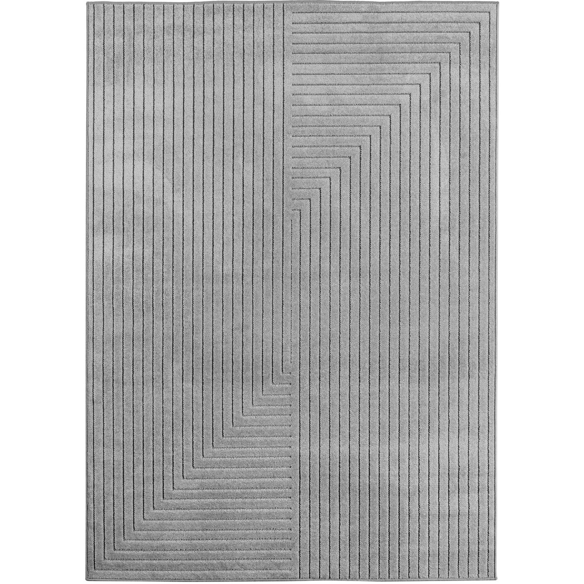 Teppich Balkon Skandinavischer 3D-Design Pflegeleicht Waschbar Strapazierfähig Terrasse Küche Silber 240x340 cm – ENGADIN von Kadima Design