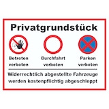 thumbnail of Privatgrundstück Betreten, Durchfahrt und Parken verboten Schild A5 Rückseite selbstklebend