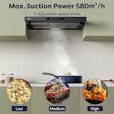 thumbnail of CIARRA Afzuigkap, Uitschuifbare inbouwaftrekkap A+ 580 m³/h Max. 60 cm Geïntegreerd afzuigmondstuk VM6909AB