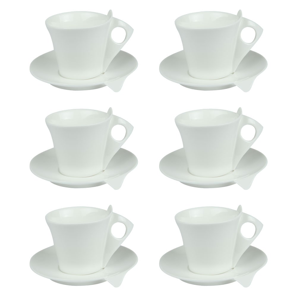Set bestehend aus 6 Tassen und Untertassen Libra 10 cl - Weiß Porcelaine Table Passion