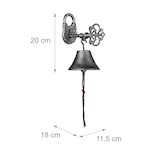 thumbnail of Relaxdays Türglocke Gusseisen, antikes Design, Gartenglocke Schlüssel, mit Kordel, Glocke für draußen, schwarz/silber