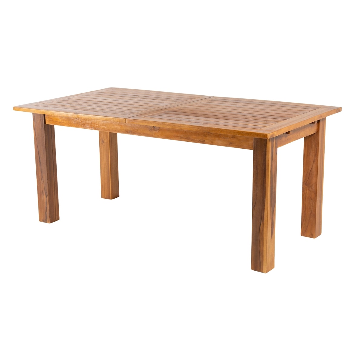 Mesa de exterior extensible 180/240 cm de madera teca, Rectangular, Madera teca grado A, Tamaño: 180/240x100x76 cm, Tratamiento al agua aplicado