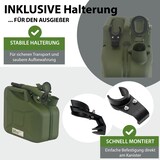 thumbnail of 3x Benzinkanister Kraftstoffkanister Metall 10 Liter Hammerschlag  Olivgrün inkl. Ausgießer + Halter
