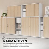 thumbnail of bümö Schiebetürenschrank 3OH - Aktenschrank abschließbar, Sideboard Schrank mit Schiebetüren in Buche, Bogengriff - Büroschrank aus Holz mit