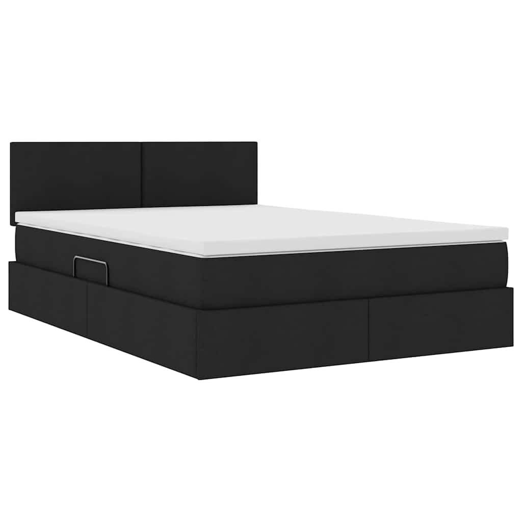 vidaXL Aufbewahrungsbett mit Matratze Schwarz 140 x 200 cm