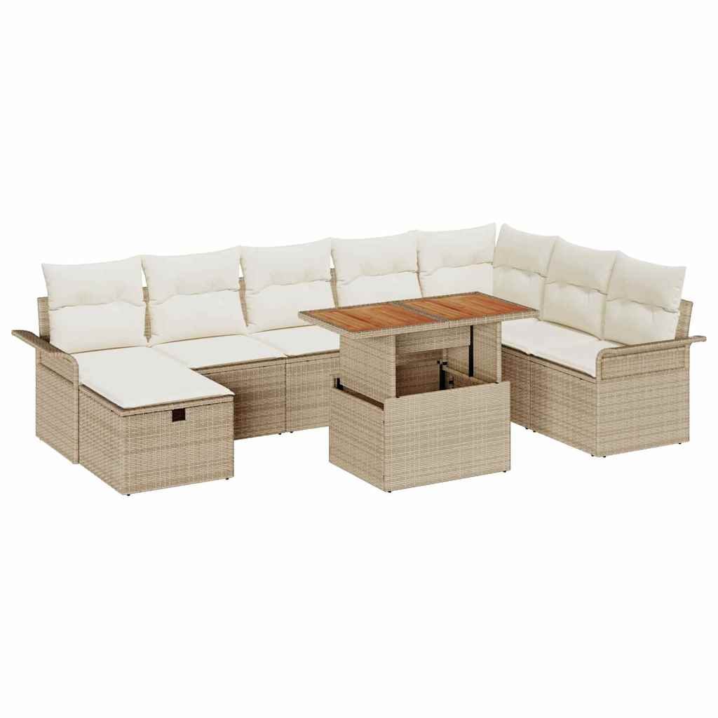 vidaXL Garten-Sofa-Set 9 pcs Beige Poly-Rattan