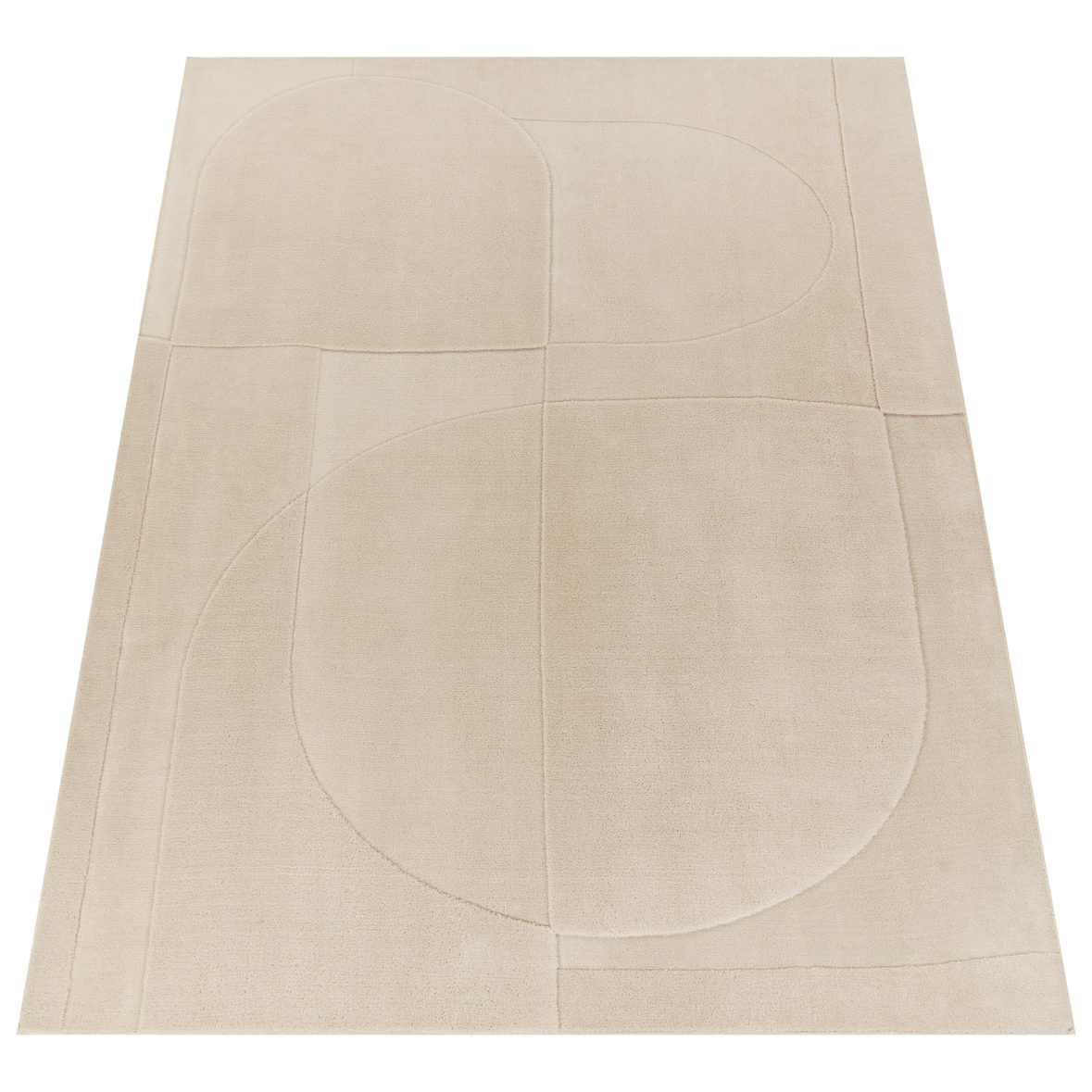 Teppich Kurzflor waschbar Abstrakt 3D schmutzabweisend Creme Rechteckig 160x220 | 100% Polyester | Florhöhe: 12 mm | pflegeleicht