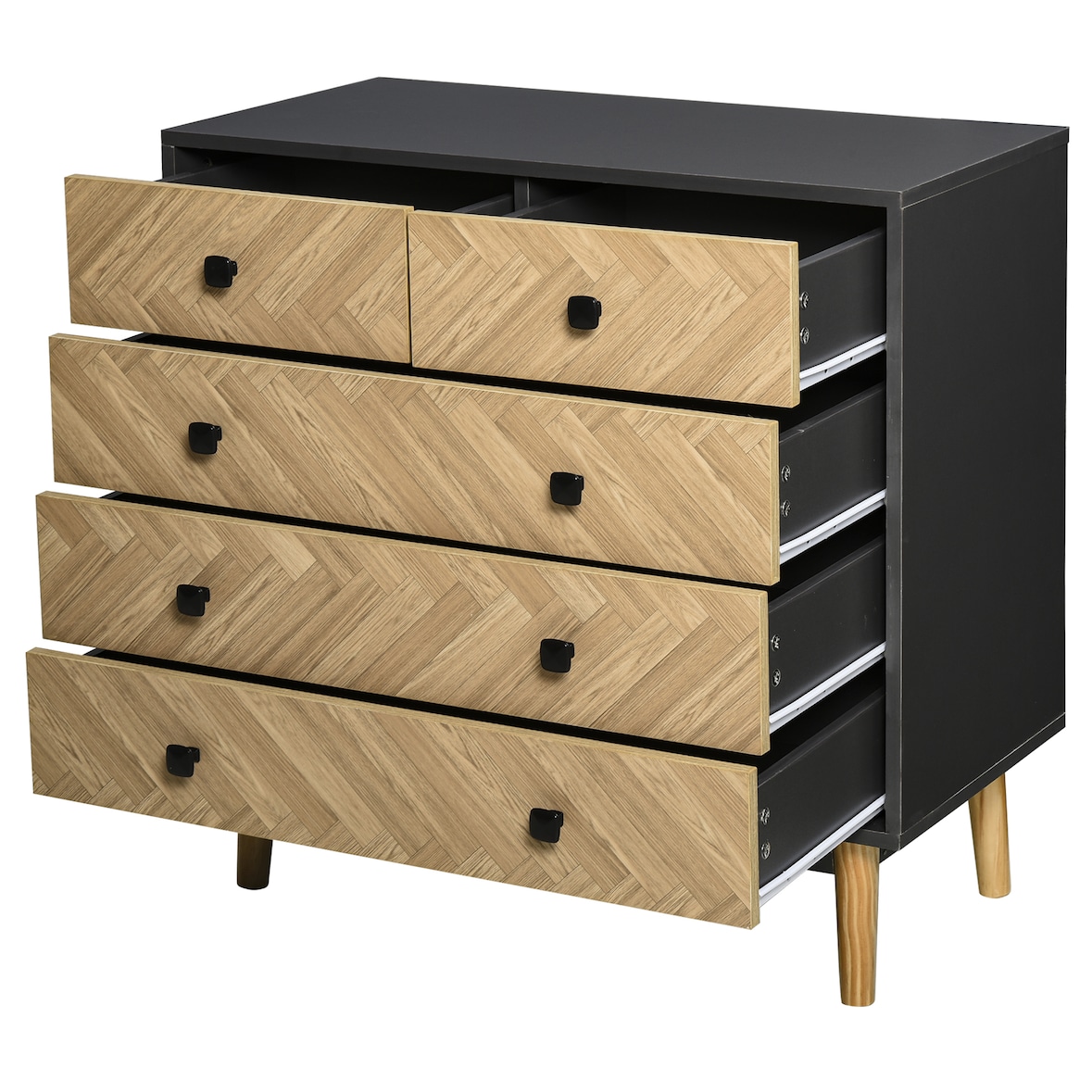 Cassettiera per Camera da Letto in Legno Stile Vintage Industriale