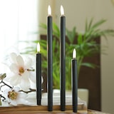 thumbnail of LED Stabkerzen Thea dünne Tafelkerzen Echtwachs H: 16,6cm schwarz 2Stk