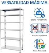 thumbnail of SimonRack Estantería Metálica, 2500x900x500 mm, 6 Alturas, Bandeja Metal, 180 kg de Punto Flexión, Galvanizado - Simonclick