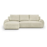 thumbnail of Canapé d'angle gauche convertible 3 places MILO - Velours côtelés beige - Coffre de rangement - L 264 x H 84 x P 99/145 cm AUCUNE