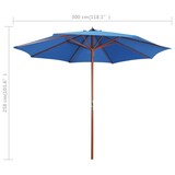 thumbnail of vidaXL Parasol met houten paal 300x258 cm blauw