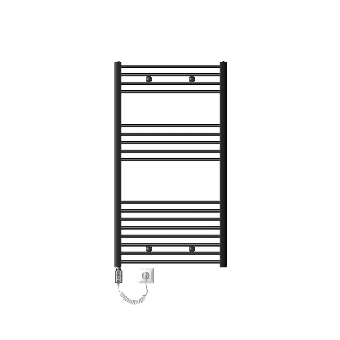 ECD Germany Elektro Badheizkörper 750x1200 mm Anthrazit gerade 900W Chrom Thermostat Handtuchtrockner