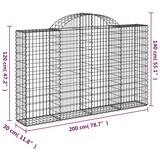 thumbnail of vidaXL Gabione mit Hochbogen 200x30x120/140 cm Verzinktes Eisen