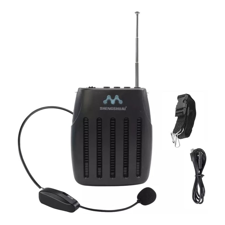 Amplificador de voz portátil inalámbrico altavoz recargable con micrófono, Bluetooth y radio FM