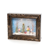 thumbnail of Konstsmide LED Wasserlaterne, Bilderrahmen mit Schneemännern, braun, wassergefüllt, Timer, 2 warm weiße Dioden, batteriebetr., Innen - 4376-000