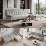 thumbnail of Schlafsofa HWC-K22, Couch Ecksofa Sofa, Liegefläche links/rechts Schlaffunktion 236cm ~ Samt grau