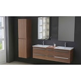 thumbnail of Badmöbel Set in holz-dunkel Bad-Set Waschtisch Waschbecken mit Unterschrank Hängeschrank SMC Becken Doppelwaschtisch zwei Personen Waschtisch Jet-Line