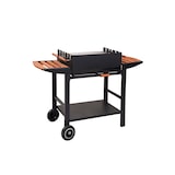thumbnail of Tarrington House Barbecue a carbone Gouette, acciaio / legno, 130 x 56 x 90 cm, con 2 tavolini laterali, 2 ruote, nero