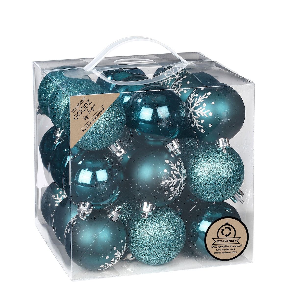 27 Weihnachtskugeln 6cm Kunststoff Christbaumkugeln Weihnachtsbaumkugeln petrol