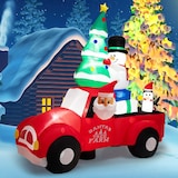 thumbnail of COSTWAY Aufblasbarer Weihnachtsmann am Steuer eines Autos, LED-Weihnachtsdekoration mit Schneemann, Weihnachtsbaum