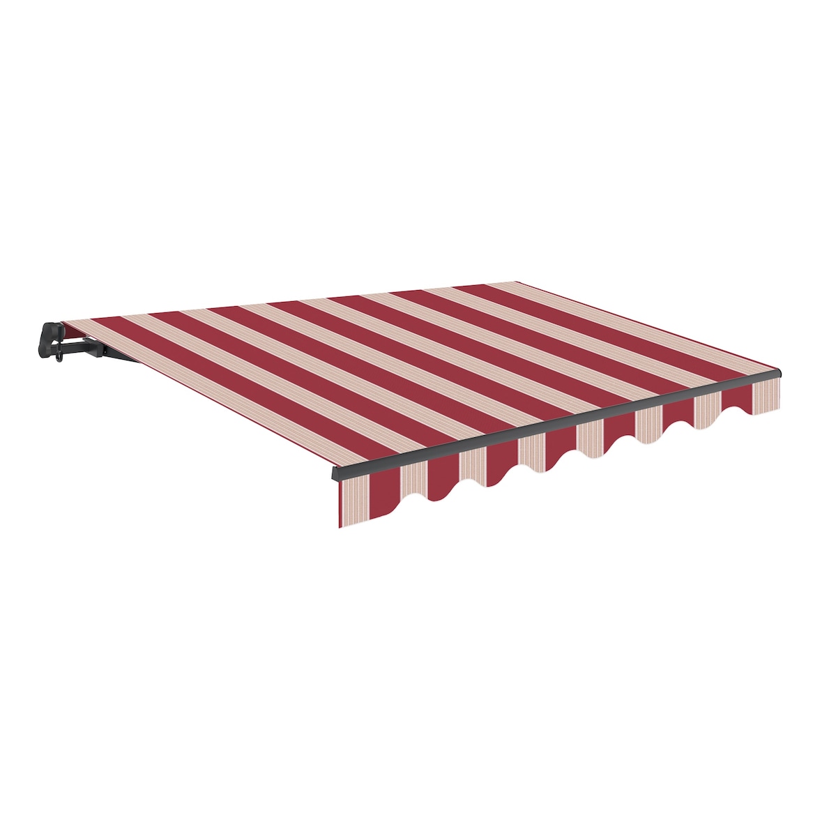 Wasabi - Toldo Exterior Enrollable 3x2,5 Rayas Granate Poliéster – Estructura Aluminio Antracita Inclinación Regulable