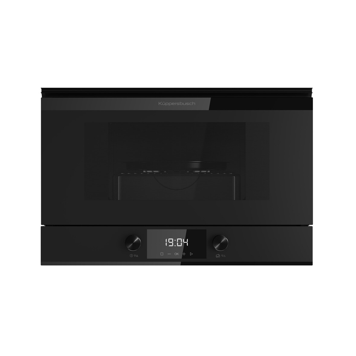 Küppersbusch MattBlack Design Linie. Kompakte Mikrowelle mit 6 Funktionen und Grill - 38 cm Nischenhöhe und Türanschlag rechts MR6330.0KSM