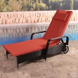 thumbnail of Poly-Rattan Sonnenliege Carrara, Relaxliege Gartenliege Liege, Alu ~ anthrazit, Kissen terracotta