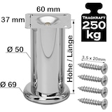 thumbnail of 8 x Möbelfuss 47 mm CHROM 80 mm