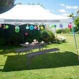 thumbnail of Relaxdays Gartentisch, Holzoptik, eckig, HxBxT: 74 x 118 x 60 cm, Kunststoff, Metall, klappbarer Terrassentisch, grau