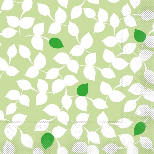 Mank Serviette Tissue Silas in Grün, 33 x 33 cm, 100 Stück - Herbst Blätter Laub