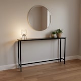 thumbnail of IvoQ Smalle Sidetable Industrieel - Wandtafel - Zwart Metaal & Hout - 120x20x65 cm