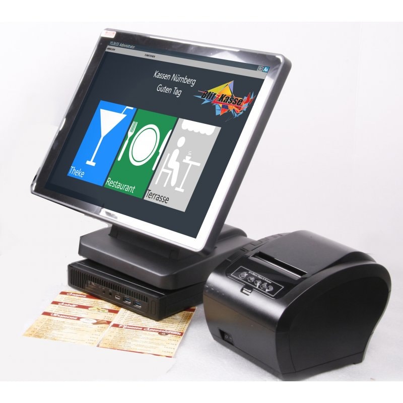 15" Kasse für EINZELHANDEL: 15" Touchscreen, Kassenrechner, Bondrucker, Blitzkasse Handel