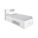 thumbnail of Dmora Letto per bambini Cristallo, Lettino per cameretta con testiera, Struttura per letto singolo con cassetto e scaffali, 218x99h96 cm, Bianco