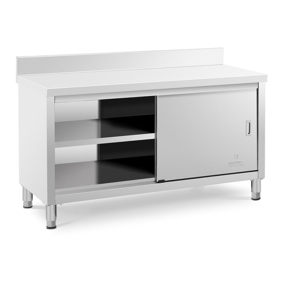 Royal Catering meuble bas inox 150 x 60 x 85 cm dosseret capacité de 600 kg acier inoxydable