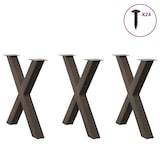 thumbnail of vidaXL Esstischbeine X-Form 3 Stk. Naturstahl 80x(72-73) cm Stahl