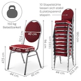 thumbnail of Stapelstuhl 10er-Set, Bankettstuhl stapelbar & gepolstert, Silber/Rot, robust, mit stabilem Stahlrahmen | Raburg Vienna