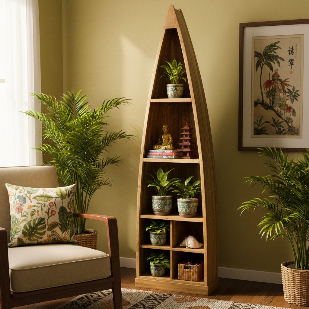 OPIUM OUTLET muebles cómoda armario estante esquinero "estante para barco" marrón forma de barco Asiático oriental