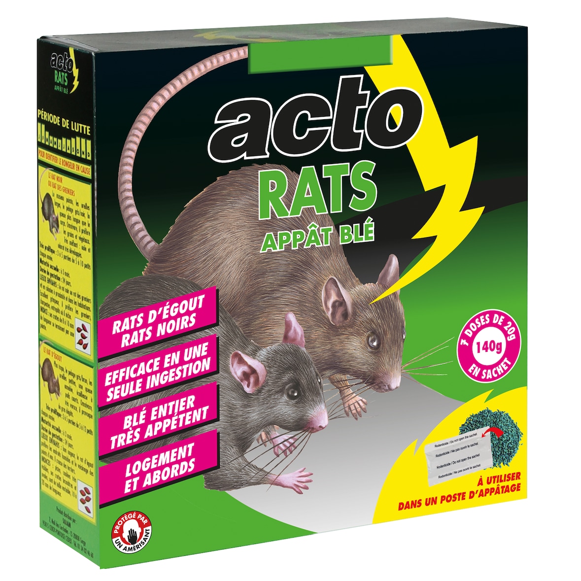 ACTOappât blé rats - Étui 140 g (sachets de 20 g)